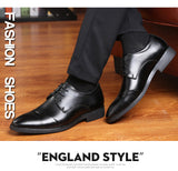 BIMUDUIYU 38-47 High Quality Leather Dress Shoes Tide Pointed England Style Business Wedding Formal Flats Black Shoes For Men