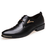 Men Dress Shoes Pointed Toe Lace Up Men's Business Casual Shoes Brown Black Leather Oxfords Shoes