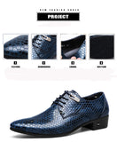 New Imitate Snake Leather Men Oxford Shoes Lace Up Casual Business Men Pointed Shoes Brand Men Wedding Men Dress Boat Shoes