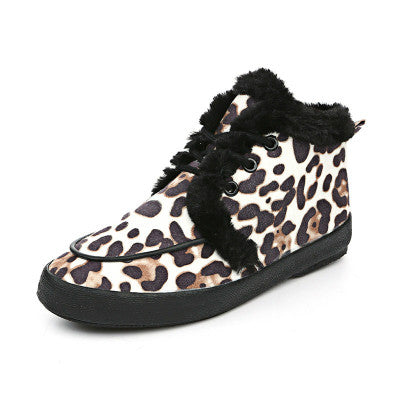 M.GENERAL Women Leopard Snow Boots