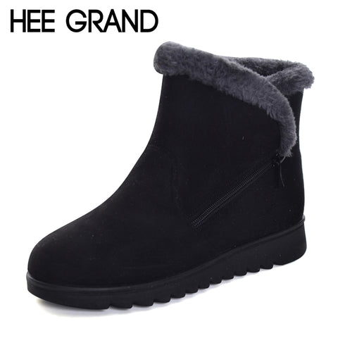 HEE GRAND Faux Fur Solid Ankle Boots