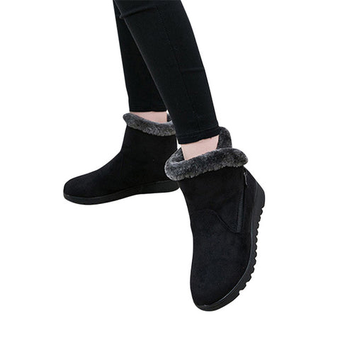 HEE GRAND Faux Fur Solid Ankle Boots