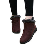 HEE GRAND Faux Fur Solid Ankle Boots