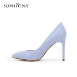 SOPHITINA Light Blue Sheepskin High Heels