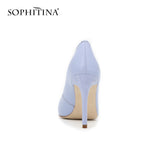 SOPHITINA Light Blue Sheepskin High Heels