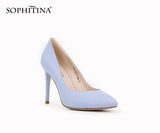 SOPHITINA Light Blue Sheepskin High Heels