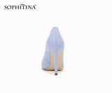 SOPHITINA Light Blue Sheepskin High Heels