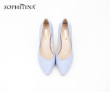 SOPHITINA Light Blue Sheepskin High Heels