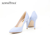 SOPHITINA Light Blue Sheepskin High Heels