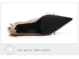 WETKISS Elegant Ladies Bow Pointed toe Suede Leather