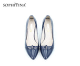 SOPHITINA Classics Full Season Pumps Red Black Dark Blue Thin Heels Pointed Toe Patent Leather Party Wedding Shoes Women