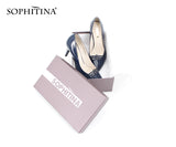 SOPHITINA Classics Full Season Pumps Red Black Dark Blue Thin Heels Pointed Toe Patent Leather Party Wedding Shoes Women