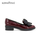 SOPHITINA Brand Genuine Leather Flower Decoration Round Toe