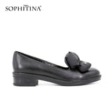 SOPHITINA Brand Genuine Leather Flower Decoration Round Toe