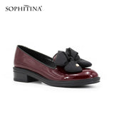 SOPHITINA Brand Genuine Leather Flower Decoration Round Toe