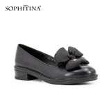 SOPHITINA Brand Genuine Leather Flower Decoration Round Toe