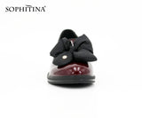 SOPHITINA Brand Genuine Leather Flower Decoration Round Toe