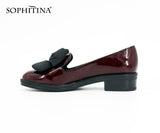 SOPHITINA Brand Genuine Leather Flower Decoration Round Toe