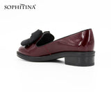 SOPHITINA Brand Genuine Leather Flower Decoration Round Toe