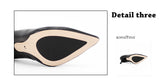 SOPHITINA Black Sheepskin Pointed Toe High Heels