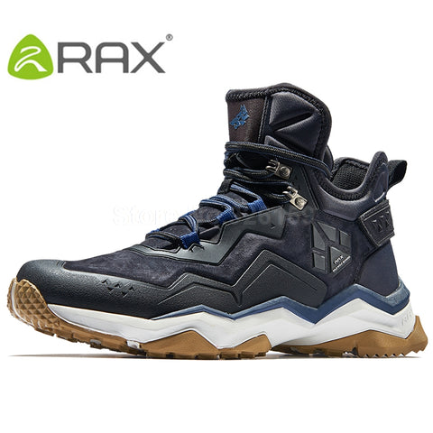 RAX Mens Waterproof Hiking Shoes Outdoor Waterproof Trekking Shoes Winter Breathable Hiking Boots Leather Sports Sneakers Men